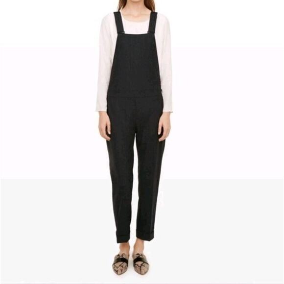 Club Monaco Eli Italian Tropical Wool Overalls Jumpsuit Black Size 6 Minimalist - Picture 1 of 12